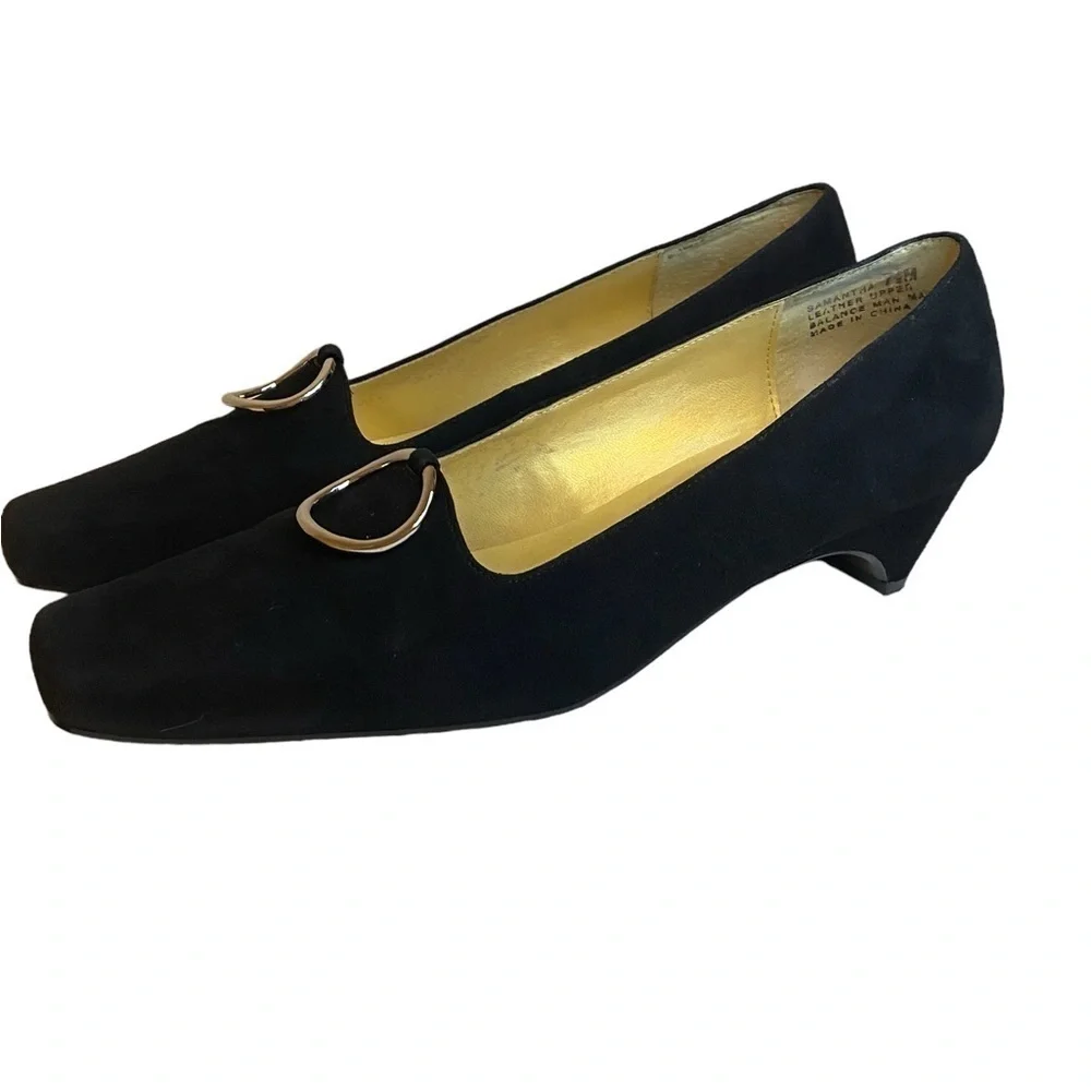 Maggie Sweet 80’s Retro Black suede pumps women’s size 7.5